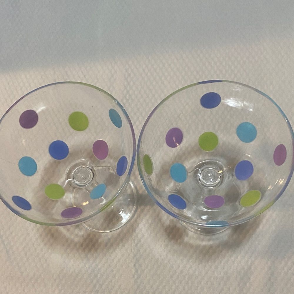 Colorful Polka Dot Margarita Glasses set of 2 - Picture 3 of 8